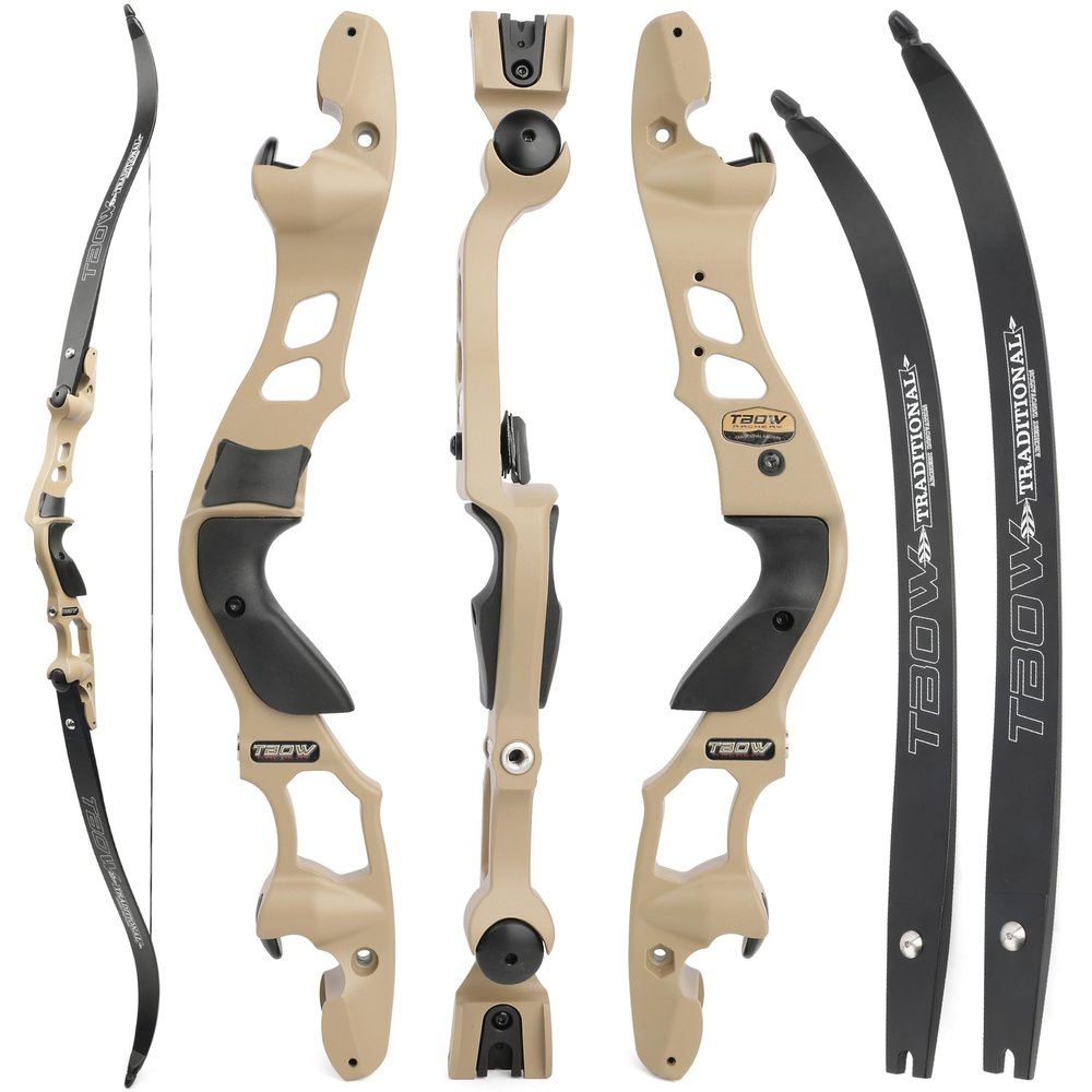 62" ILF Recurve Bow for Adult Youth Hunting Takedown 25-65Lbs Right Hand Gordon Bow Limbs CNC Machining (Desert Gray, 50Lbs)