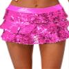 Lejafay Women Shiny Sequin Mini Skirts High Waist Ruffle Hem Dance Flared Short Skirts with Shorts Hot Pink One Size view 1