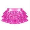 Lejafay Women Shiny Sequin Mini Skirts High Waist Ruffle Hem Dance Flared Short Skirts with Shorts Hot Pink One Size view 3
