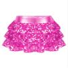 Lejafay Women Shiny Sequin Mini Skirts High Waist Ruffle Hem Dance Flared Short Skirts with Shorts Hot Pink One Size view 4