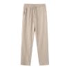 RTTUIOP Men's Cotton Linen Pants Solid Color Harem Pants Casual Capri Pant Lightweight Loose 3/4 Shorts Drawstring Elastic Waist Beach Yoga Trousers Summer Pant view 3