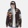 Dwrepo UPF 50+ USA Patriotic Eagle with American Flag Print Sun Protection Hoodie Jacket Full Zip Long Sleeve Sun Shirt, Medium, Black view 2