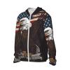 Dwrepo UPF 50+ USA Patriotic Eagle with American Flag Print Sun Protection Hoodie Jacket Full Zip Long Sleeve Sun Shirt, Medium, Black view 3