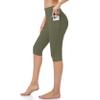 RIMLESS 7 Women's Capri Leggings with Pockets Knee Yoga Capri Pants for Workout P26-Army Green-XXL view 3