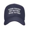 NineFit Basics Spend Fiddies Pet Kitties Suck Tittiesy Baseball Hat Funny Caps for Men Women Navy Blue view 1