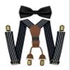 BEWDIO Baby Boy Black Suspenders and Bow Tie Set, Striped Bowtie and Elastic Suspenders with 4 Strong Metal Clips (4-19-1)