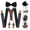 BEWDIO Baby Boy Black Suspenders and Bow Tie Set, Striped Bowtie and Elastic Suspenders with 4 Strong Metal Clips (4-19-1) view 2