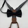 BEWDIO Baby Boy Black Suspenders and Bow Tie Set, Striped Bowtie and Elastic Suspenders with 4 Strong Metal Clips (4-19-1) view 3