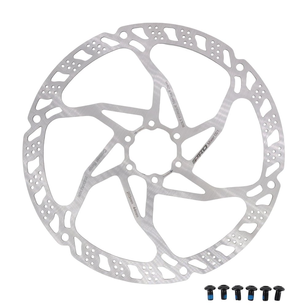 DJC Bike Brake Disc Rotor MTB Brake Disc 160 180 203mm with 6 Bolts Stainless Steel for Road Bike Brake Rotor (203mm)