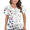 Women 4th of July Outfit Short Sleeve V Neck Patriotic Shirt USA Flag Independence Day Four of July Tee USA Clothing American Flag Tops Stars White S view 4