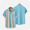 clearance of sales today deals prime Mens Shirts Button Down Short Sleeve Casual Tshirt Loose Fit Color Block Collar Shirt Hawaiian Summer Beach Shirt slim fit t shirts for men Sky Blue XXL view 2
