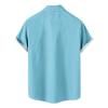 clearance of sales today deals prime Mens Shirts Button Down Short Sleeve Casual Tshirt Loose Fit Color Block Collar Shirt Hawaiian Summer Beach Shirt slim fit t shirts for men Sky Blue XXL view 3
