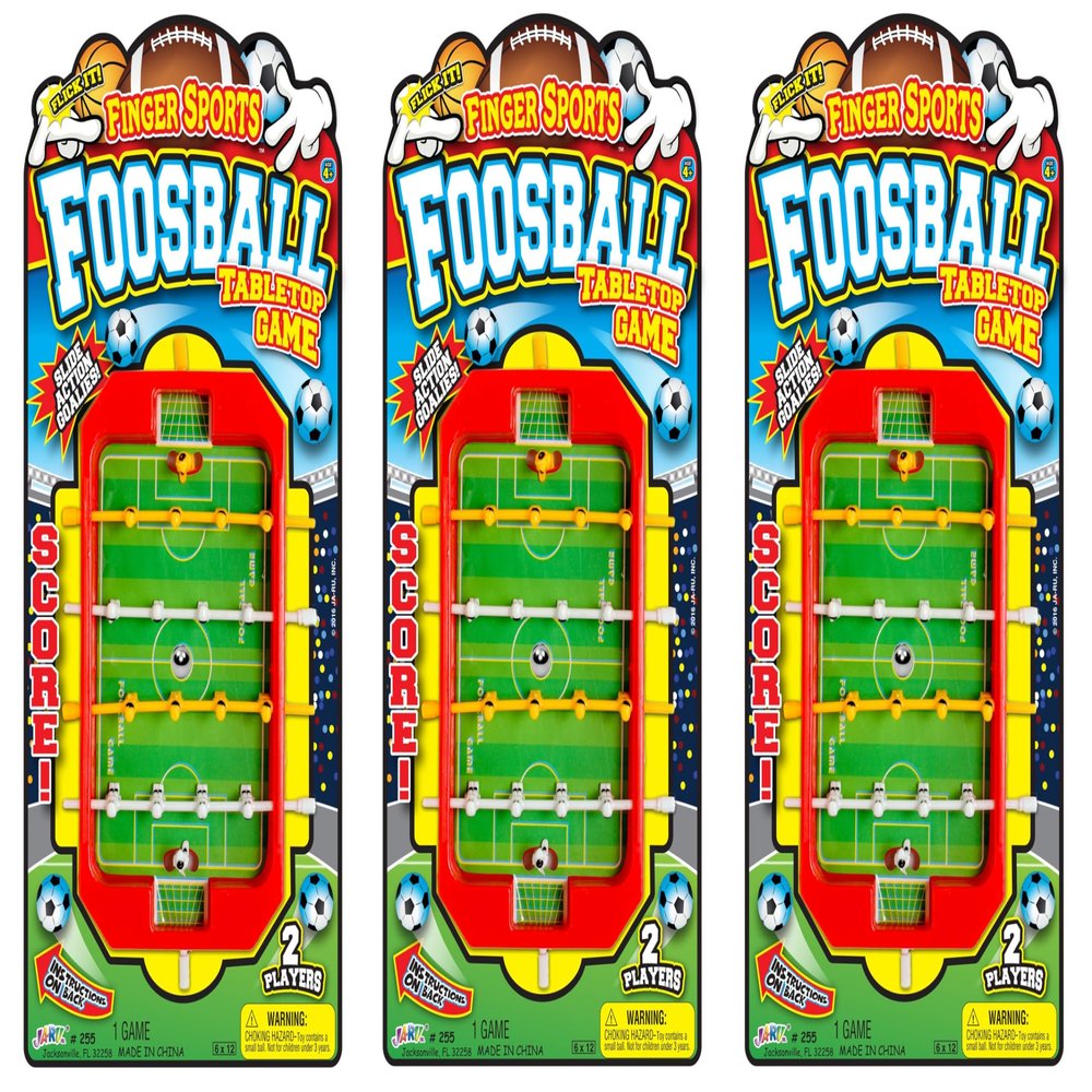 JA-RU Mini Foosball Table Top Games (3 Pack) Finger Sports Mini Table Soccer Game for Kids, Portable Handheld Travel Games, Office Desk Toys, Sports Party Favors for Boys. 255-3s