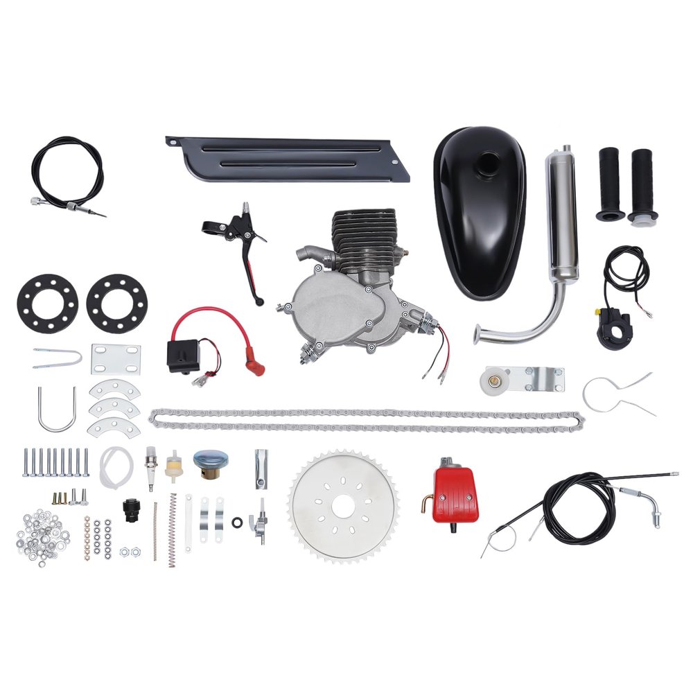 100cc Bicycle Engine Kit 2-Stroke Motorized Bicycle Fit Petrol Gas Motor Conversion Kit Air Cooling Motorized Engine Kit 44 Tooth for Motorized Bike for 26" 28" V Frame Bicycle