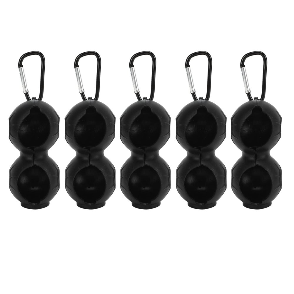 ChengyuWei 5pcs Golf Ball Holder Soft Silicone Clip, Easy Attachment to Bag or Cart, Portable Golf Ball Protective Holder Cover, Gift Accessories for Men and Women, Holds 2 Golf Balls (Black)