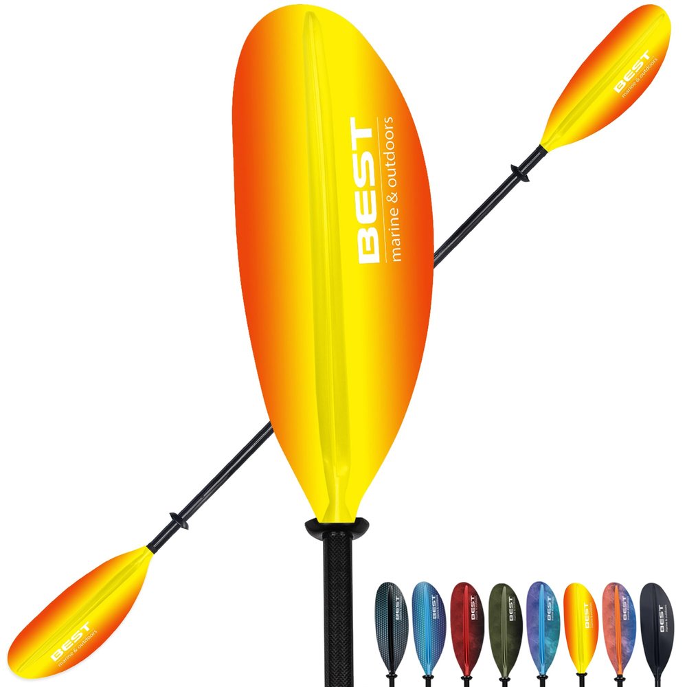 Best Marine and Outdoors Kayak Paddle, Carbon Fiber Shaft & Fiberglass Reinforced Polypropylene Blades, 220cm, 234cm, 250cm, Lightweight Kayak Paddles for Adults (Sunset, 220 CM)