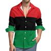 Ioedthbj Red Black Green African Flag Shirt Casual Button Down Shirts Long Sleeve Shirt Dress Shirt view 1