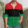 Ioedthbj Red Black Green African Flag Shirt Casual Button Down Shirts Long Sleeve Shirt Dress Shirt view 2