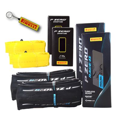 Pirelli P Zero Race TLR 4S 30-622(700x30c) & SmarTUBE 23/32-622 700C Road Bike Tire & Tube Set-Tubeless Ready, All-Season Performance, High Grip & Durability, Bicycle Tube&Tire Set- w/Keychain (2 Pk)