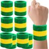 8 Pack Wrist Sweatbands Tennis Wrist Bands Absorbent Sweat Band for Men and Women, Breathable Cotton Sweatbands for Working Out, Football, Basketball, Running Athletic Sports -(Green/Yellow/Green) view 1