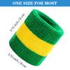 8 Pack Wrist Sweatbands Tennis Wrist Bands Absorbent Sweat Band for Men and Women, Breathable Cotton Sweatbands for Working Out, Football, Basketball, Running Athletic Sports -(Green/Yellow/Green) view 2