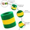 8 Pack Wrist Sweatbands Tennis Wrist Bands Absorbent Sweat Band for Men and Women, Breathable Cotton Sweatbands for Working Out, Football, Basketball, Running Athletic Sports -(Green/Yellow/Green) view 4
