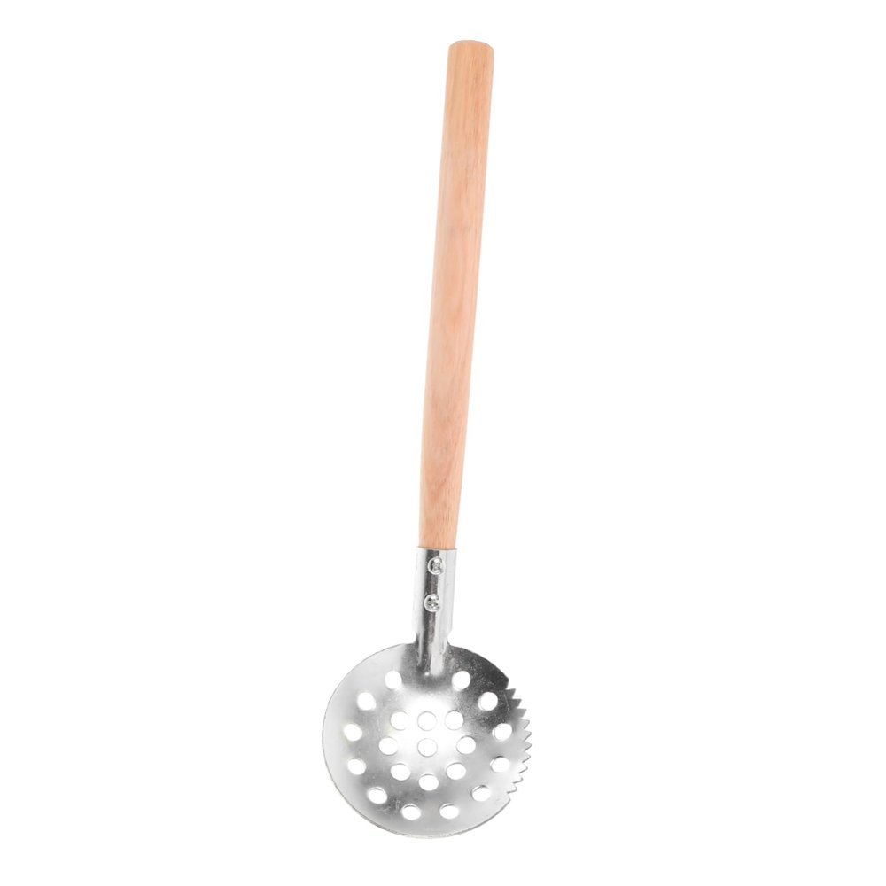 BESPORTBLE Ice Fishing Scoop Wooden Handle Ergonomic Skimmer for Outdoor Ice Fishing Lightweight and Compact Serrated Design for Easy Use