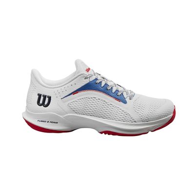 Wilson Hurakn 2.0 Women's Padel Shoe - White/Deja Vu Blue/Wilson Red, Size 5.5 US