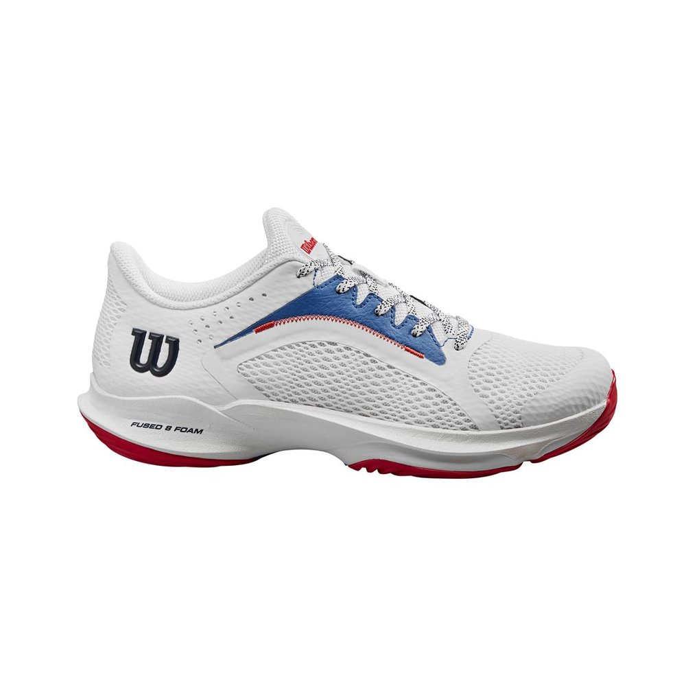 Wilson Hurakn 2.0 Women's Padel Shoe - White/Deja Vu Blue/Wilson Red, Size 5.5 US