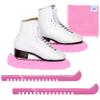 CRS Cross Ice Skate Guards, Soakers and Towel Gift Set. One Piece Adjustable Guard Design and Soft Skate Blade Cover Accessories for Ice Skating. No Assembly Required (Program Pink, Large) view 1