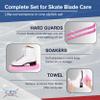 CRS Cross Ice Skate Guards, Soakers and Towel Gift Set. One Piece Adjustable Guard Design and Soft Skate Blade Cover Accessories for Ice Skating. No Assembly Required (Program Pink, Large) view 2