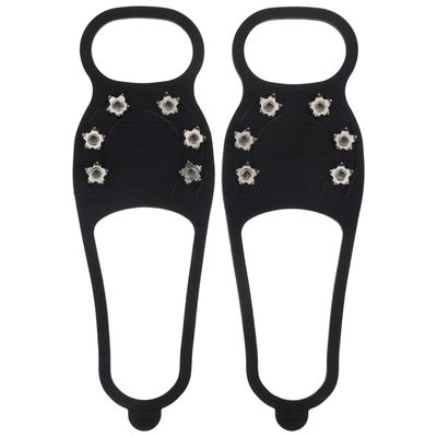 balacoo Anti-Skid Crampon Shoe Covers with 6 Steel Teeth Lightweight Ice Claws for Hiking Walking and Mountaineering on Snow and Ice Portable Winter Boot Grippers with Silicone Spikes