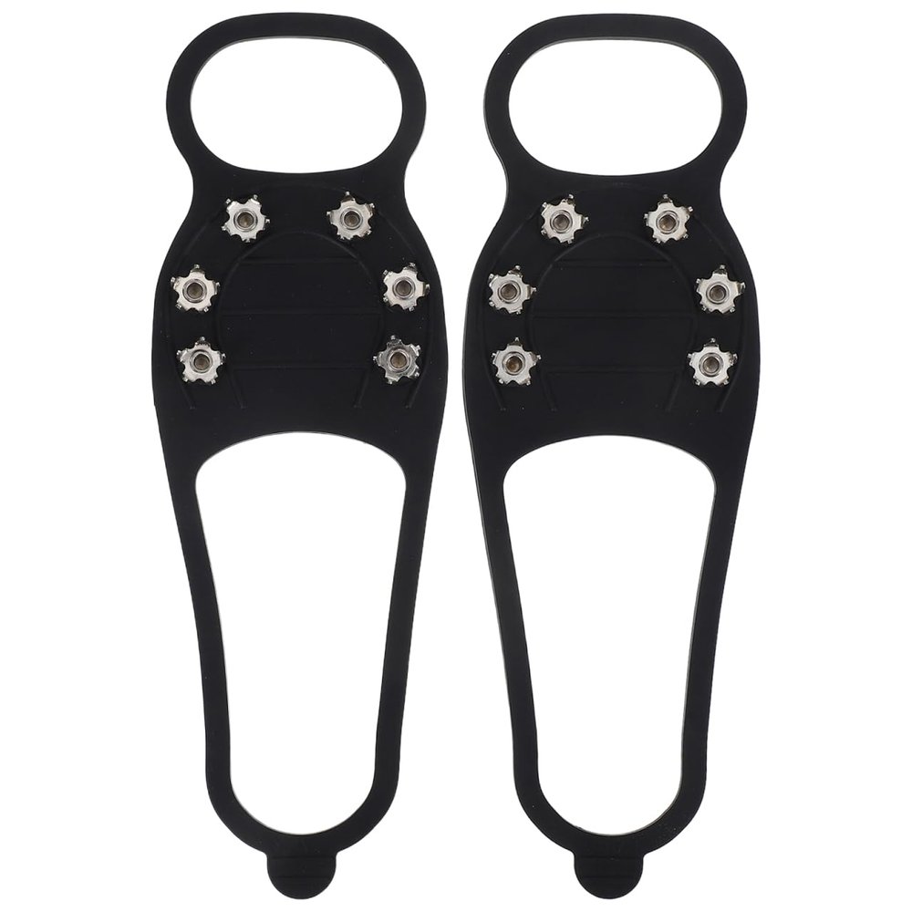 balacoo Anti-Skid Crampon Shoe Covers with 6 Steel Teeth Lightweight Ice Claws for Hiking Walking and Mountaineering on Snow and Ice Portable Winter Boot Grippers with Silicone Spikes