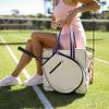 Ame & Lulu Hamptons Tennis Tour Bag - Removable Adjustable Straps - Exterior Pocket Fits Two Racquets (Pinkberry) view 2