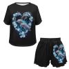 HELLHERO Adorable Dolphin Pajamas Set for Women Teen Youth Two-Piece T-Shirt and Shorts Nightwear Short Sleeve Sleepwear Soft Casual Loungewear Pjs Set XL view 4