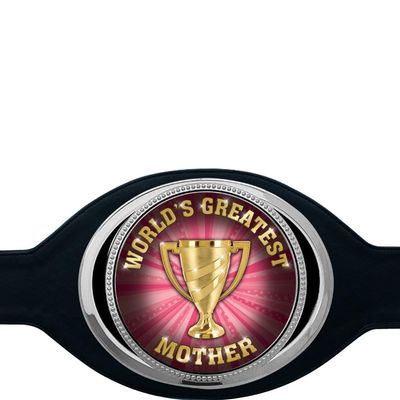 Crown Awards World's Greatest Mother Premier Silver Champion Black Faux Leather Belt Trophy