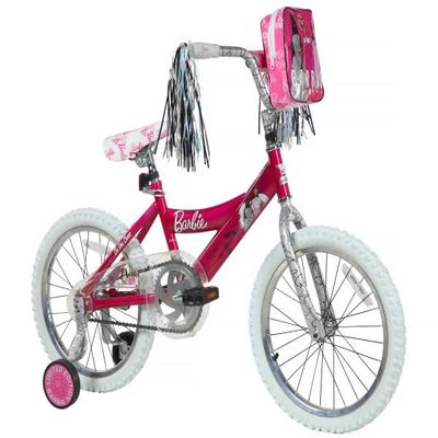 Dynacraft Barbie 18" Kids Bike for Girls, 18" Pink BMX Bike with Training Wheels, Perfect Bicycle for Kids Ages 3-9, Girls Bike with Training Wheels, Pink Bike for Safe Riding