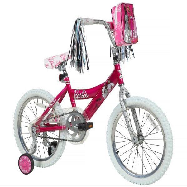 Dynacraft Barbie 18" Kids Bike for Girls, 18" Pink BMX Bike with Training Wheels, Perfect Bicycle for Kids Ages 3-9, Girls Bike with Training Wheels, Pink Bike for Safe Riding