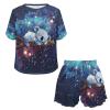 HELLHERO Galaxy Koala Pajamas Set for Women Short Sleeve T-Shirt with Short Summer Pjs Loungewear Sleepwear Home Clothes Holiday Yoga Sports Outfit Party S view 4
