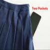 ZHANCHTONG Women's High Waist A-Line Pleated Mini Skirt Short Tennis Skirt (Midi-Navy,S) view 2