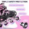 Kuxuan Skates Adjustable Inline Skates for Girls Women with Full Light Up Wheels Outdoor Fun Illuminating Skates for Kids and Adult, Small (Kids 10-12 US), Pink view 2