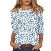 3/4 Length Sleeve Womens Tops Dressy Casual Blouses - Spring Fashion 2026 Plus Size Crew Neck Fitted Tshirts - Business Going Out Trendy Tunics Tops Beach Vacation Outfits 02-Blue 3X view 1