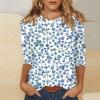 3/4 Length Sleeve Womens Tops Dressy Casual Blouses - Spring Fashion 2026 Plus Size Crew Neck Fitted Tshirts - Business Going Out Trendy Tunics Tops Beach Vacation Outfits 02-Blue 3X view 2