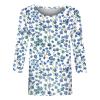 3/4 Length Sleeve Womens Tops Dressy Casual Blouses - Spring Fashion 2026 Plus Size Crew Neck Fitted Tshirts - Business Going Out Trendy Tunics Tops Beach Vacation Outfits 02-Blue 3X view 3