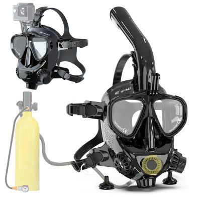 Adult Diving Mask Full Face Snorkelling Mask with Camera Mount Matching Oxygen Tank Connector Suitable for All Kinds of Diving Sports