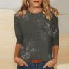 3/4 Length Sleeve Womens Tops Dressy Casual Blouses - Spring Fashion 2026 Plus Size Crew Neck Fitted Tshirts - Business Going Out Trendy Tunics Tops Beach Vacation Outfits 02-Gray M view 2