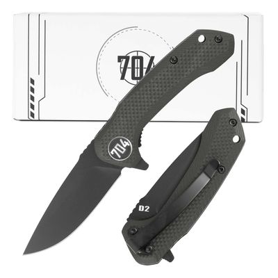 704 Gear Midnight Scout Lite EDC Folding Pocket Knife | Ultra Compact 2.44" Drop Point Blade, D2 Steel, G10 Handle