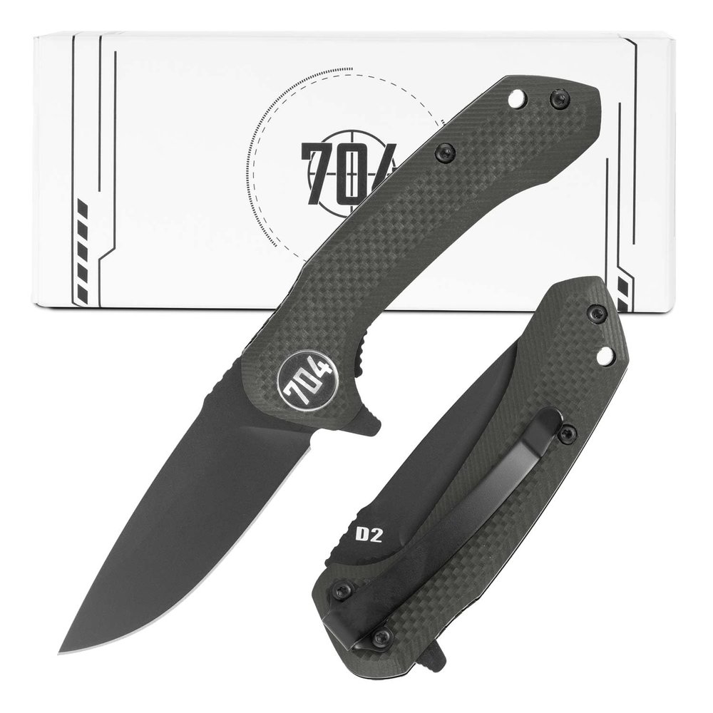 704 Gear Midnight Scout Lite EDC Folding Pocket Knife | Ultra Compact 2.44" Drop Point Blade, D2 Steel, G10 Handle