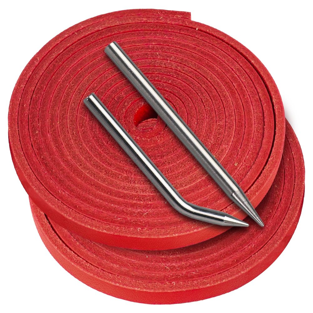 Baseball Glove Lace, Mitt Lace Repair Kit Softball 2 Leather Laces and 2 Lacing Needles for Catcher's Glove (Red)