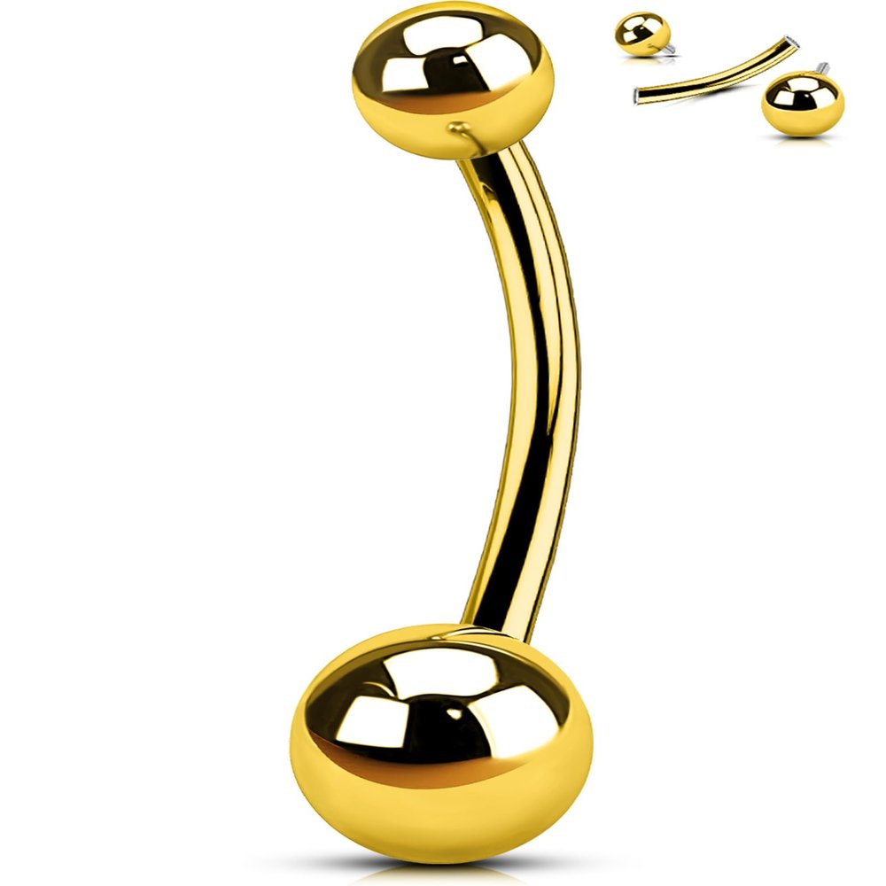 OUFER Titanium Belly Button Rings, Gold Belly Rings, Internally Threaded Navel Piercing Jewelry, Long Belly Piercing Jewelry, Curved Barbell, Belly Rings For Women Men-12mm
